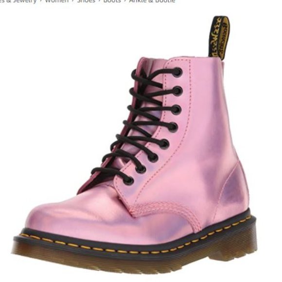 Dr. Martens Women's Size 7 Pascal Mallow Pink Ankle Boot Metallic